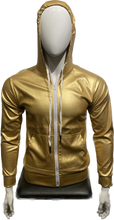 Load image into Gallery viewer, Metallic Faux Leather Hoodie - Gold
