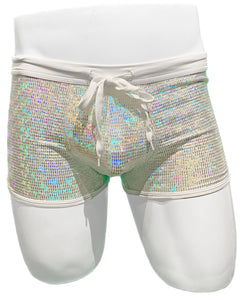 Disco Ball Booty Shorts - White
