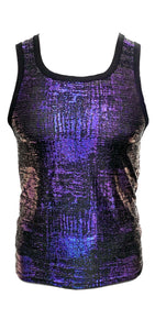 Metallic Leaf Tank - Black Purple