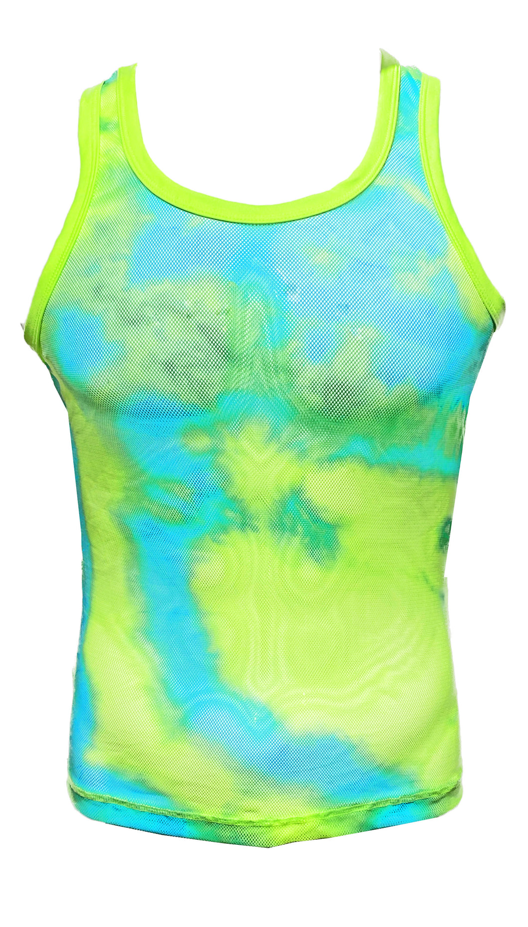 Tie Dye Fine Net Tank - Lime Blue