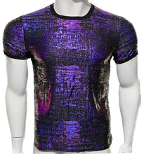 Load image into Gallery viewer, Metallic Leaf Short Sleeve Tee - Black Purple
