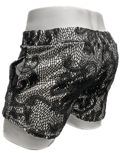 Made in SF Short Shorts Black and White Embroidered Lace