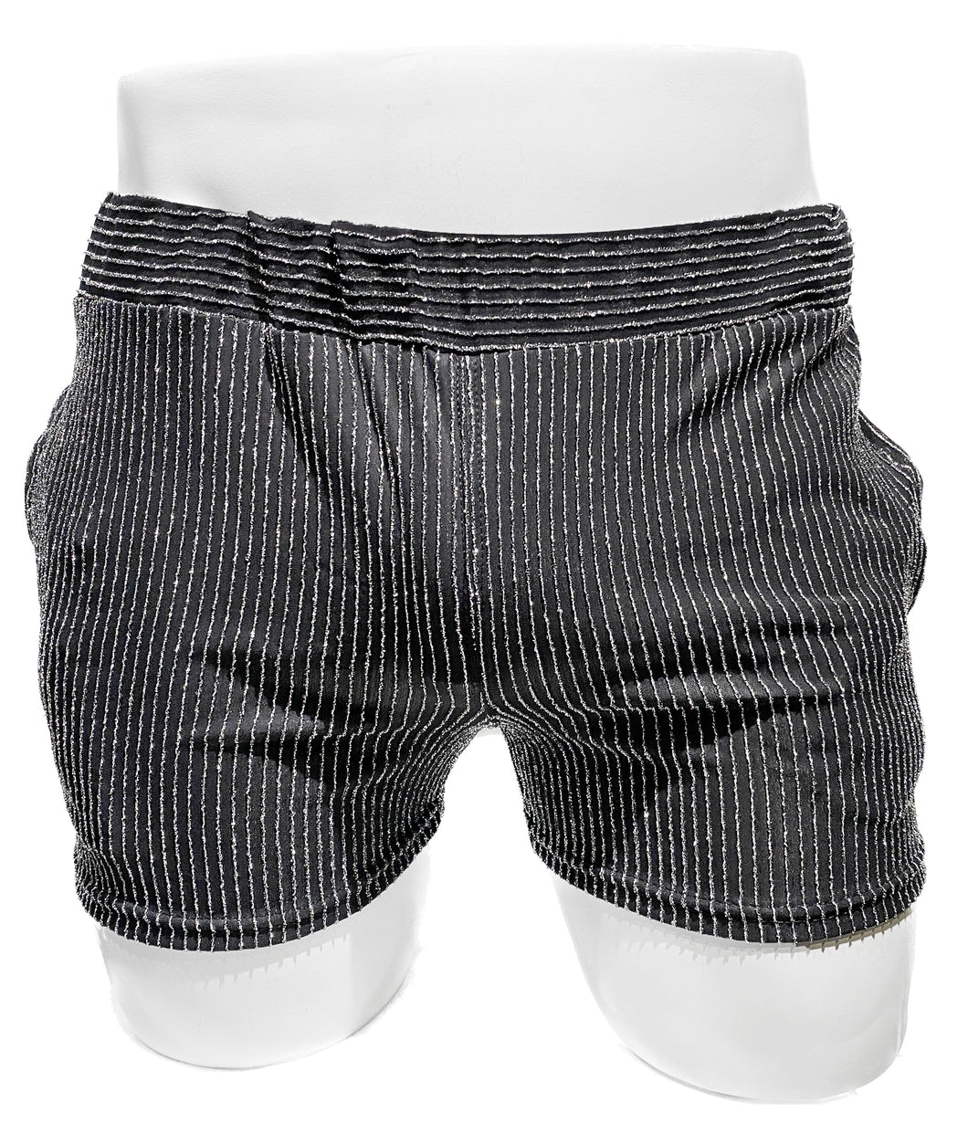 Made in SF Short Shorts Black Glitter Pinstripe