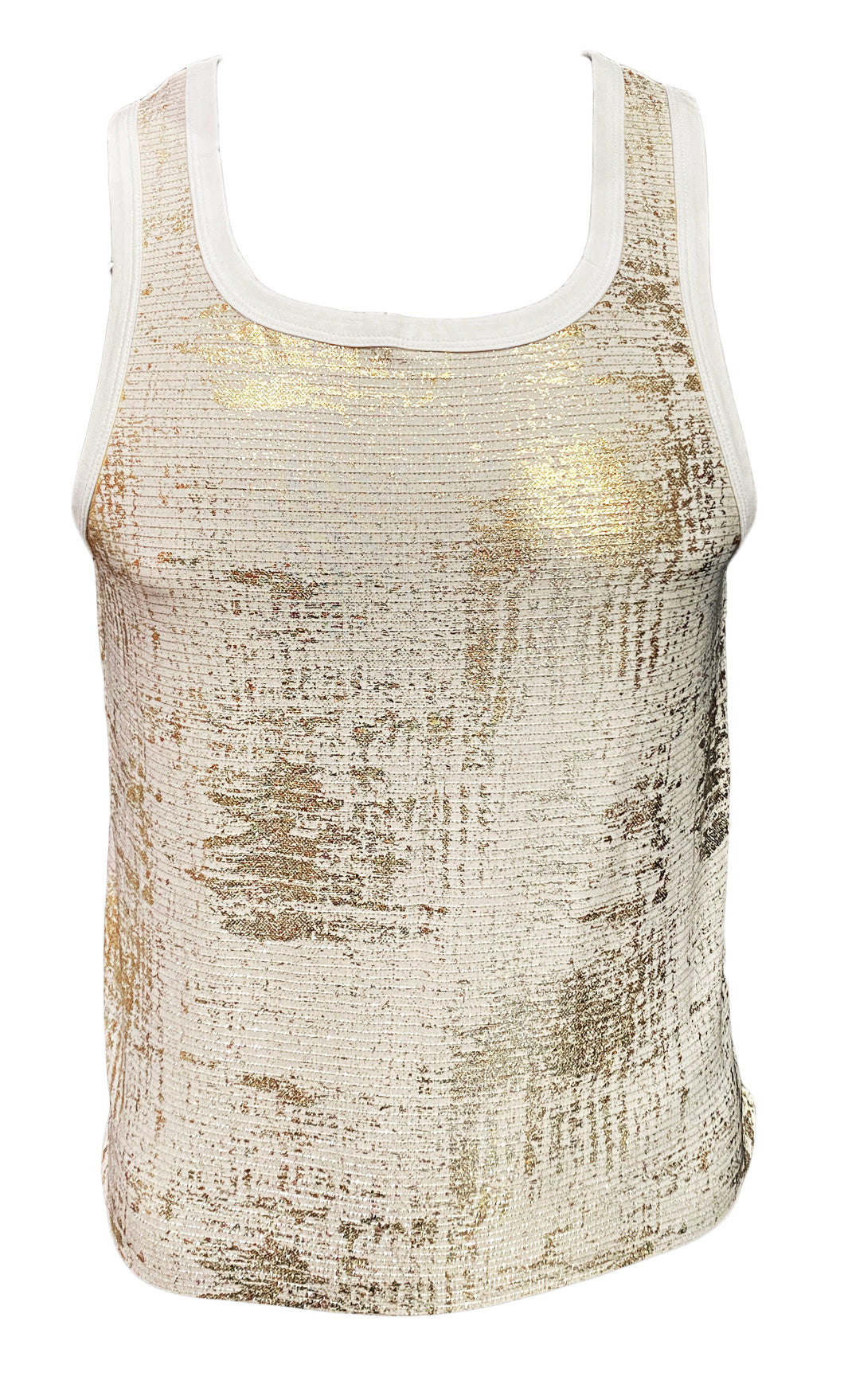 Metallic Leaf Tank - White Gold