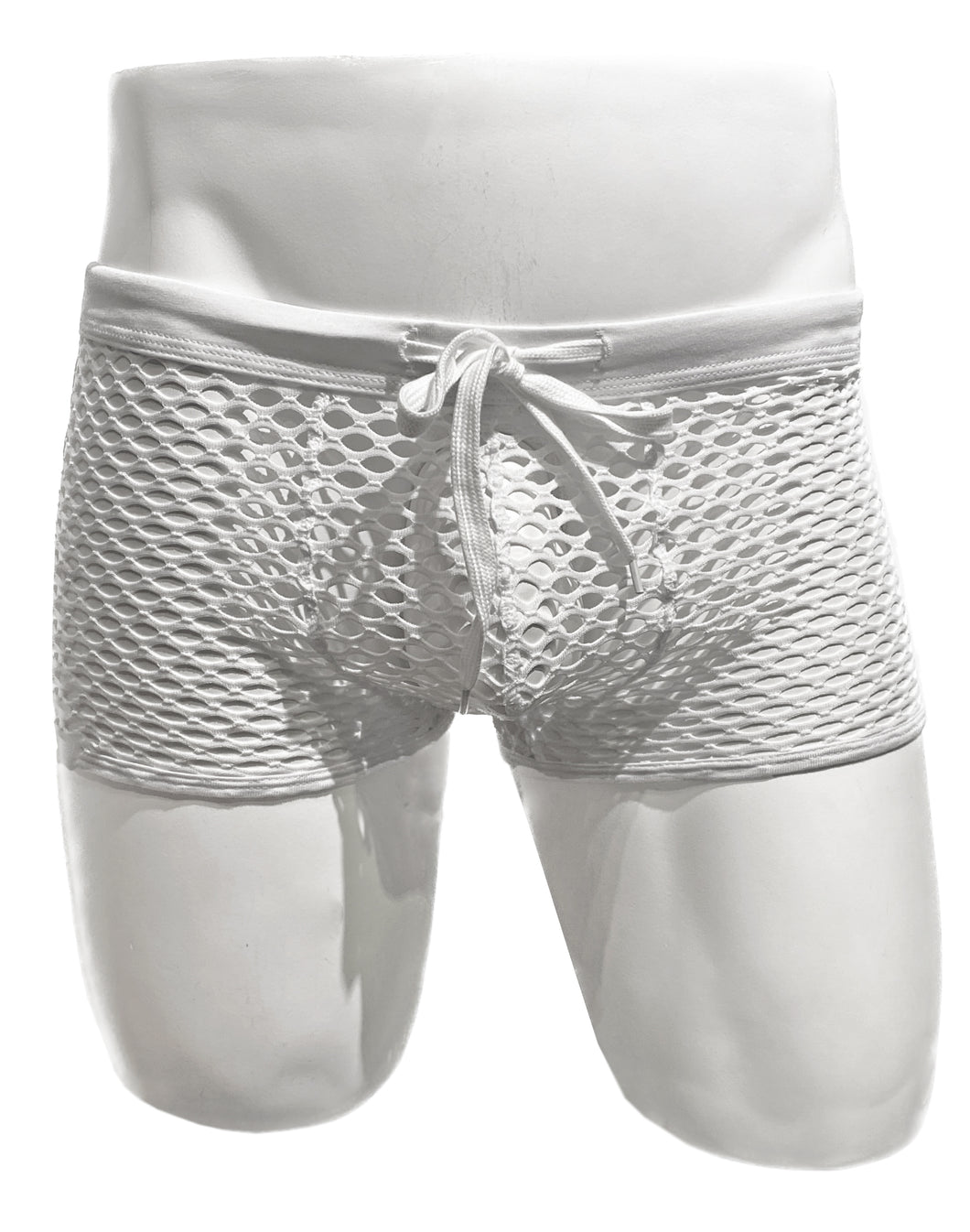 Fishnet Booty Shorts - White