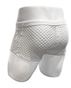 Fishnet Booty Shorts - White