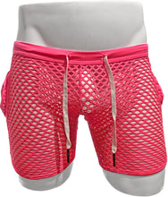 Load image into Gallery viewer, Fishnet Gym Shorts with side pockets - Hot Pink
