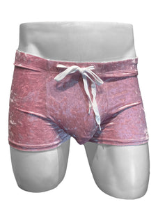 Crushed Velvet Booty Shorts - Light Pink