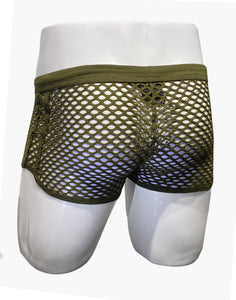 Fishnet Booty Shorts - Army Green