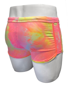 Tie Dye Booty Shorts - Pink Yellow