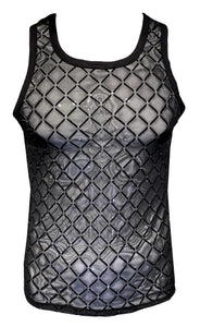 Flocked Diamond Mesh Tank