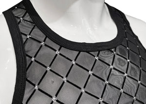 Flocked Diamond Mesh Tank