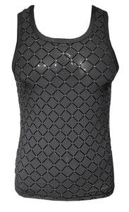 Flocked Diamond Mesh Tank