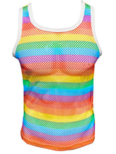Load image into Gallery viewer, Fine Fishnet Tank - Rainbow Stripes
