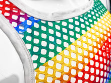 Load image into Gallery viewer, Fishnet Tank - Rainbow Stripes White Trim
