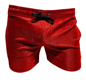 Glitter Shorts with Pockets - Red