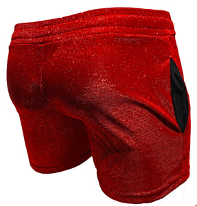 Glitter Shorts with Pockets - Red