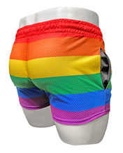 Load image into Gallery viewer, Big Rainbow Stripe Mesh Shorts

