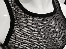 Load image into Gallery viewer, Close up of black fishnet sequins tank, showcasing the mesh and sequins
