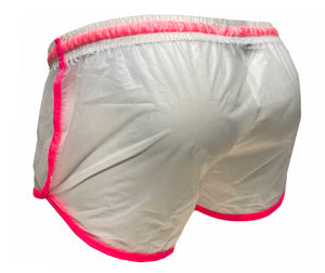 See Through Plastic Shorts With Pink Trim