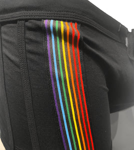 Cotton Booty Shorts With Rainbow Trim - BLACK
