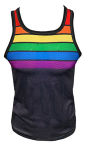 Rainbow Top Stripes Sports Mesh Tank - BLACK