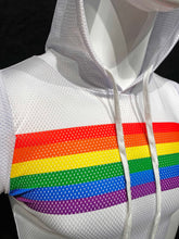 Load image into Gallery viewer, Rainbow Chest Stripes Hooded Crop Tank - WHITE
