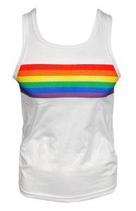 Pride Rainbow Chest Stripes Mesh Tank - Available in 2 COLORS!