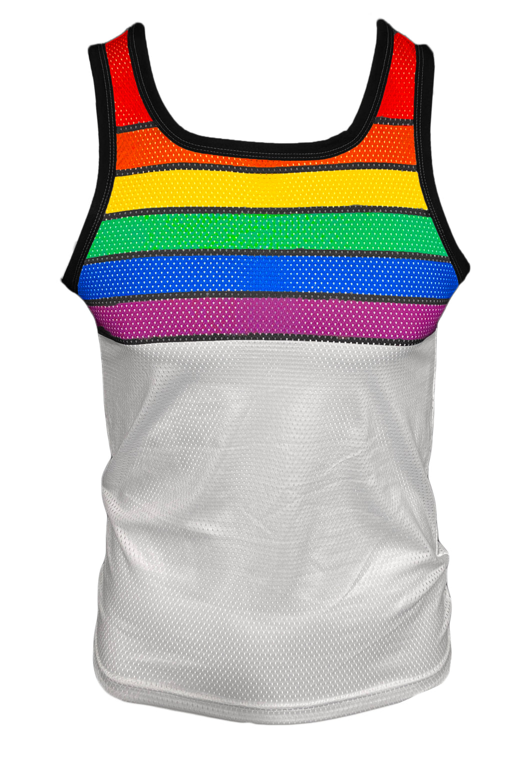 Rainbow Top Stripes Sports Mesh Tank - WHITE