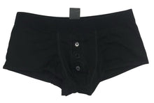 Load image into Gallery viewer, Black boxer briefs with buttons on a white background

