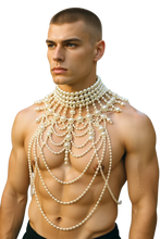 Load image into Gallery viewer, Muscular man wearing an elaborate necklace of pearls

