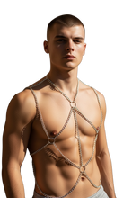 Load image into Gallery viewer, Man wearing a chain harness that has a diamond-shaped pattern
