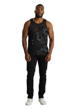 Load image into Gallery viewer, Embroidered Ribbon Mesh Tank - Black Black
