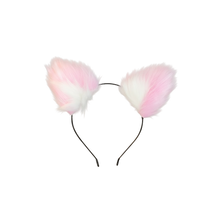 Load image into Gallery viewer, Pink and white fluffy cat ears headband 
