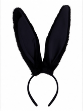 Load image into Gallery viewer, Black bunny ears headband on a white background

