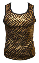 Load image into Gallery viewer, Metallic Tiger Sequins Tank - Gold
