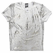 Load image into Gallery viewer, Metallic Leaf Short Sleeve Tee - White Silver
