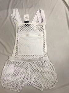 White Fishnet Overalls