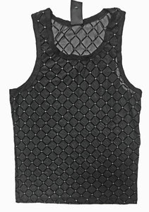 Flocked Diamond Mesh Tank