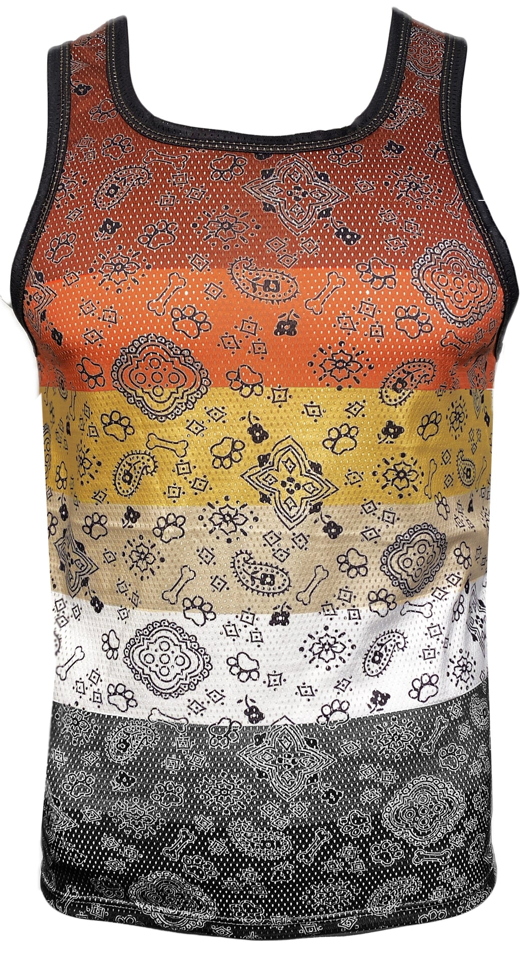 Tank top with bandana pattern gradient from orange to black