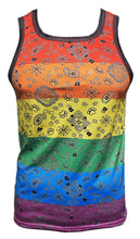 Load image into Gallery viewer, Tank top with rainbow stripe pattern and bandana design 
