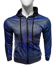 Load image into Gallery viewer, Glitter Zip UP Hoodie - Blue
