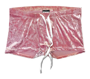 Crushed Velvet Booty Shorts - Light Pink