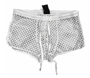 Fishnet Booty Shorts - White