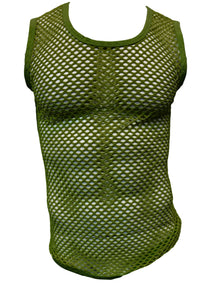 Fishnet Muscle Tank - Army Green