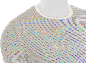 Flat Sequins Tee - White Holo