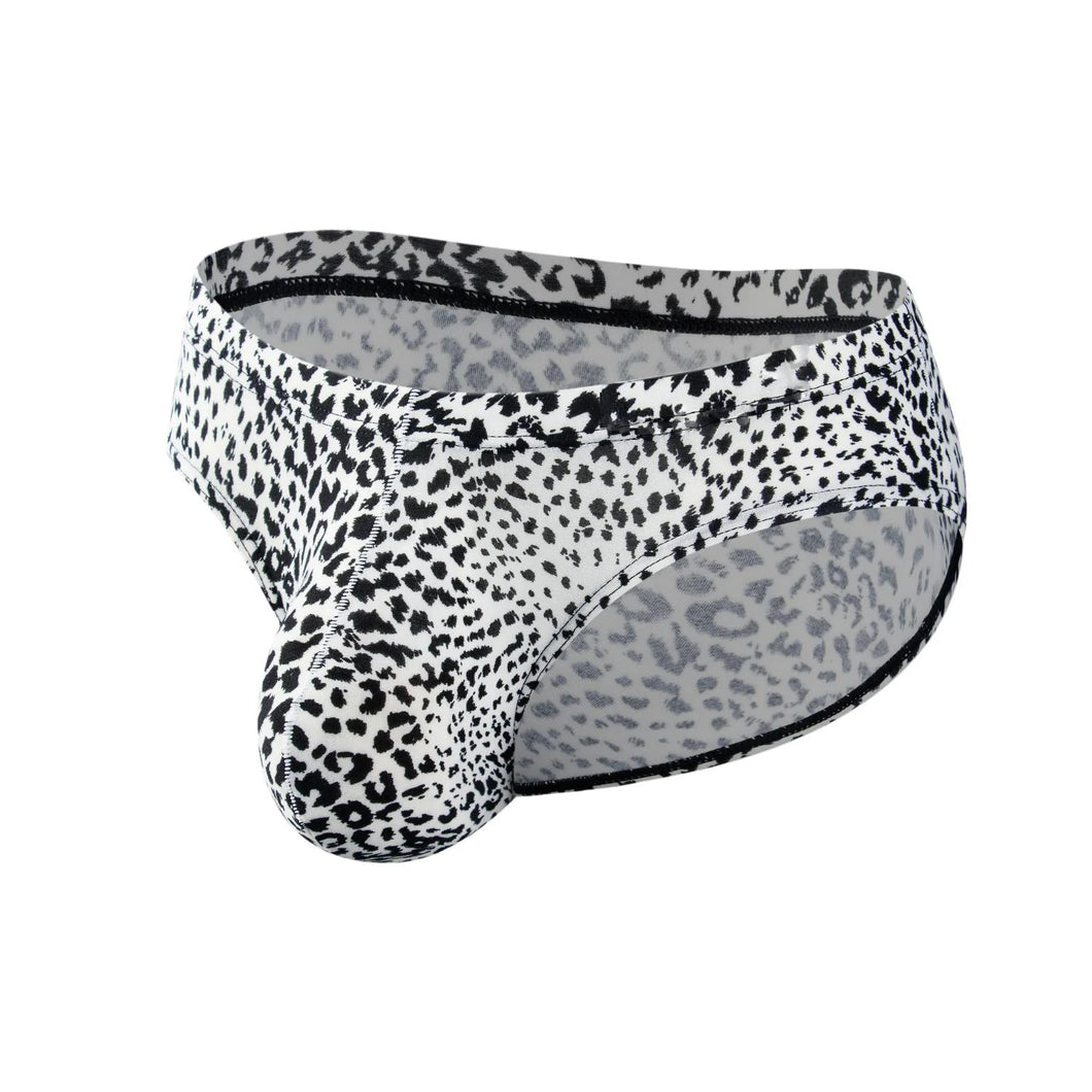 White Leopard print brief underwear on a white background