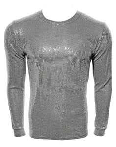 SF Made Long Sleeve Sequins Tee - Silver GREY