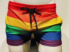Load and play video in Gallery viewer, Big Rainbow Stripe Mesh Shorts
