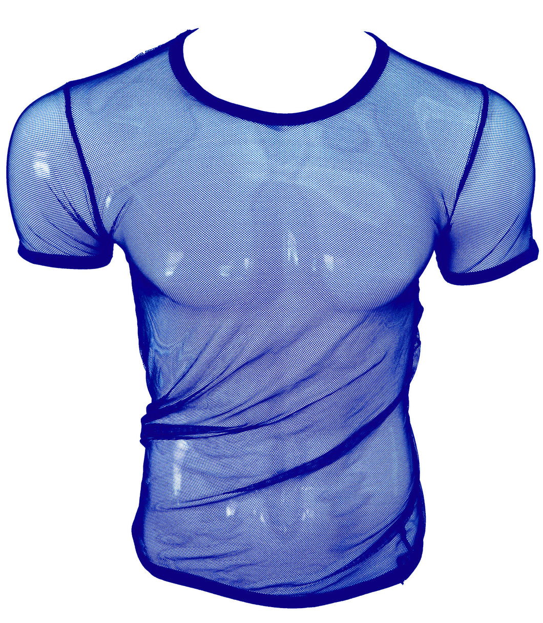 Fine Mesh - Fishnet See Through Sexy Men's Tee T-shirt - ROYAL BLUE Knobs SF Fine Mesh - Fishnet See Through Sexy Men's Tee T-shirt - ROYAL BLUE Knobs SF